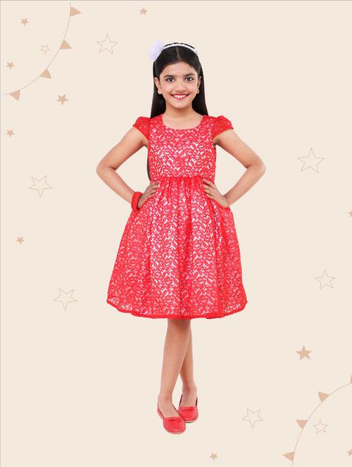 girls round neck cap sleeve frock - 19743858 - Very Small Image - 1