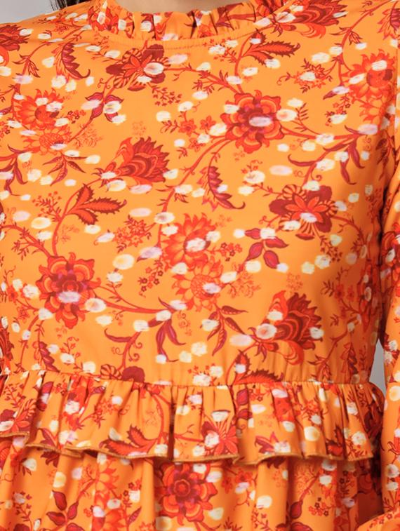 floral print mock neck peplum top - 19745499 - Zoom Image - 4