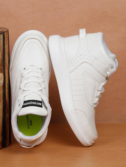 white pu lace up sneakers - 19749190 - Very Small Image - 1