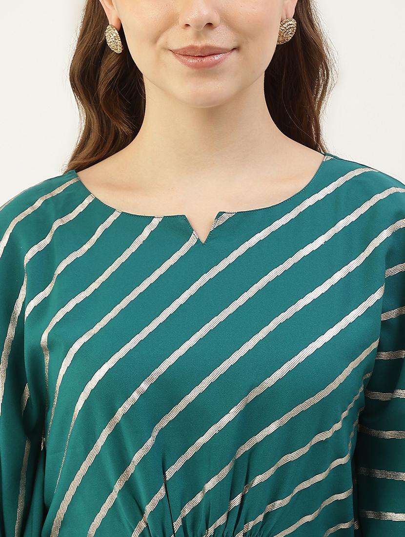 foil print notch neck kaftan set - 19749639 - Standard Image - 4