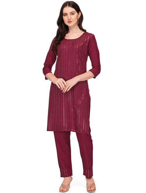 self design kurta pant set - 19750207 - Very Small Image - 1