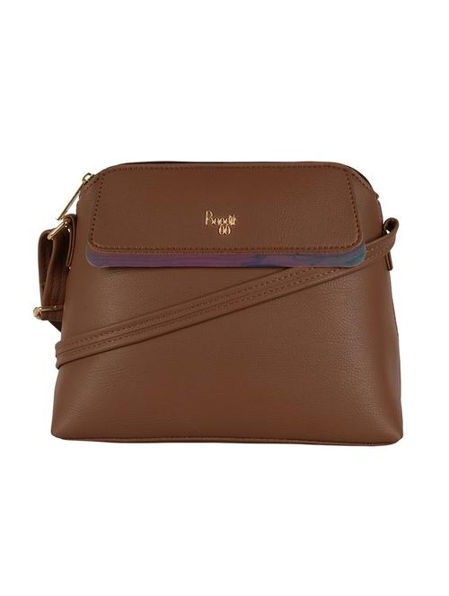 brown cotton polyester blend sling bag - 19751011 - Very Small Image - 1