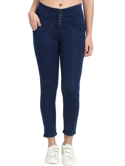 dark blue solid denim high rise jean - 19752735 - Very Small Image - 1