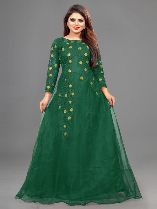 self design net flared gown - 19752899 - Very Small Image - 1