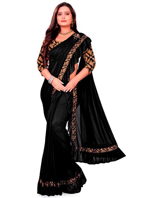 women's bordered ai aqua colored saree with blouse - 19752969 - Very Small Image - 1