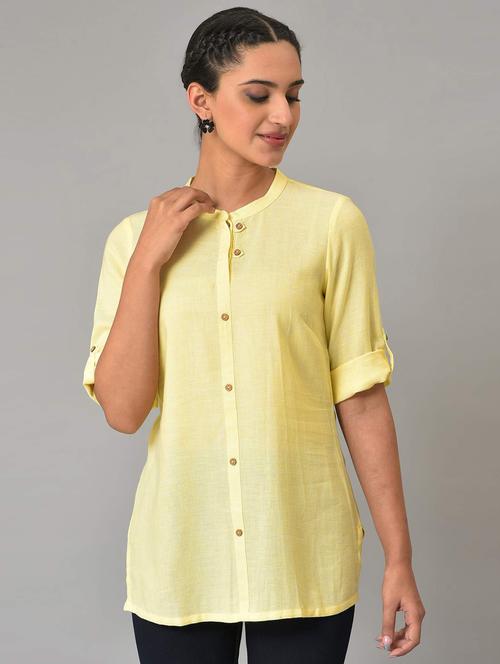 yellow solid straight kurti - 19753151 - Very Small Image - 1
