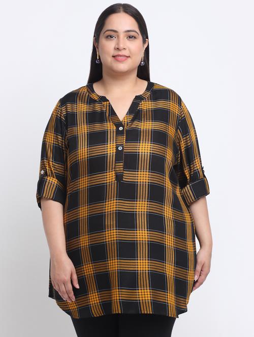 checkered print viscose regular top - 19753508 - Very Small Image - 1