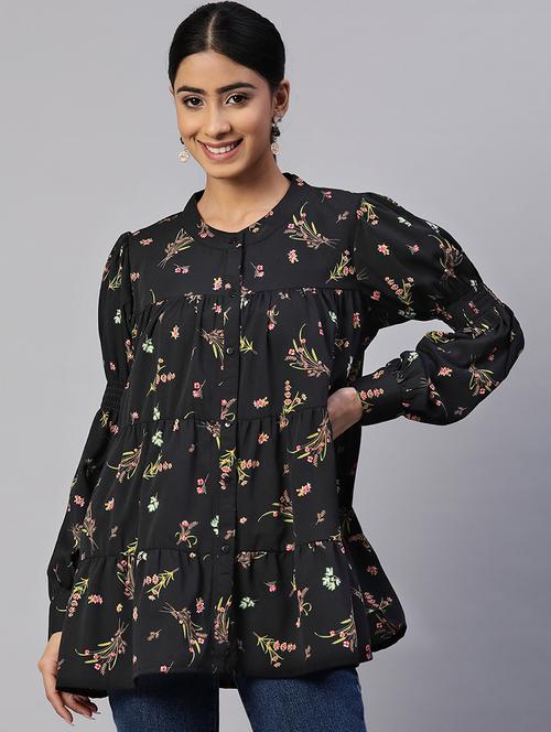 black printed tiered top - 19753524 - Very Small Image - 1