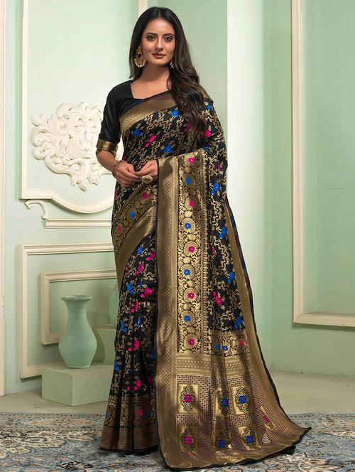 women's banarasi saree with blouse - 19755148 - Very Small Image - 1