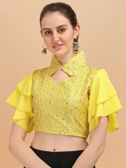yellow printed crop top - 19755732 - Very Small Image - 1