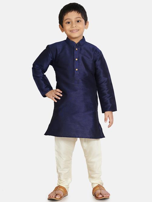 boys solid mandarin collar kurta pyjama set  - 19756585 - Very Small Image - 1