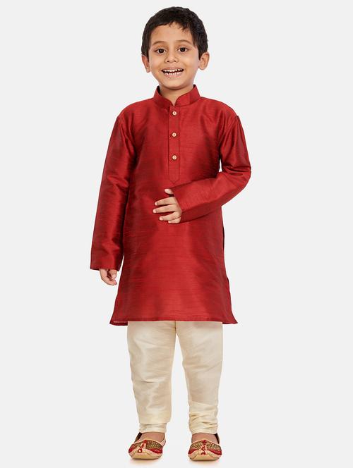 boys solid mandarin collar kurta pyjama set  - 19756590 - Very Small Image - 1