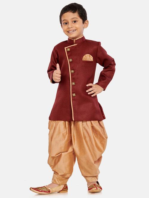 boys solid mandarin collar kurta pyjama set  - 19756616 - Very Small Image - 1