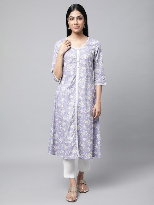 v neck printed kurta pant set - 19757696 - Very Small Image - 1