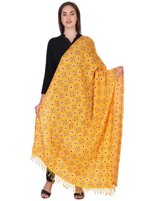 yellow printep dupatta - 19763179 - Very Small Image - 1