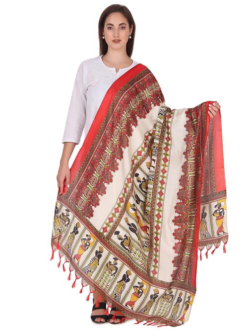 red art silk dupatta - 19763242 - Very Small Image - 1