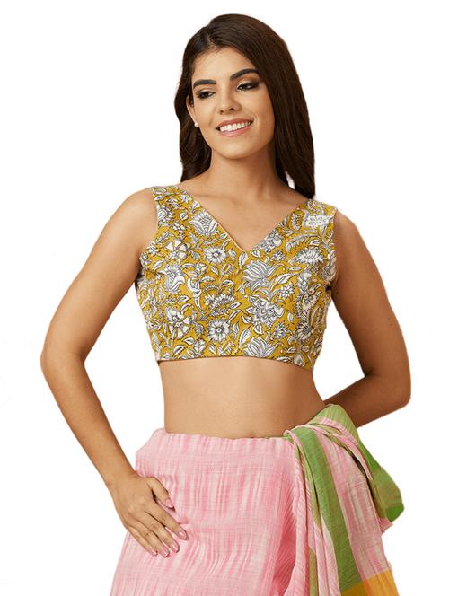 yellow cotton printed blouse - 19763344 - Very Small Image - 1