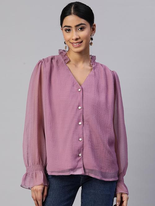 purple solid regular shirt - 19764410 - Very Small Image - 1