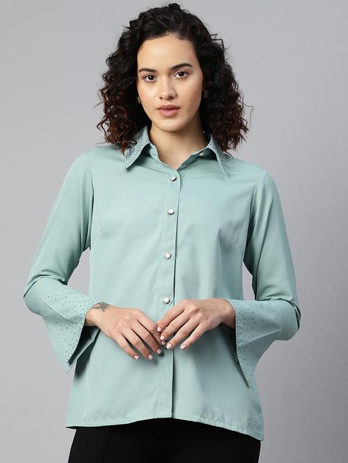 blue solid regular shirt - 19764425 - Very Small Image - 1