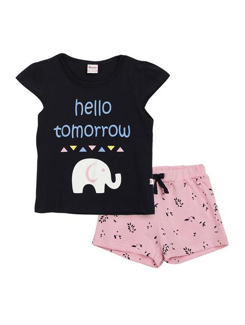 girls round neck printed twin set - 19765599 - Very Small Image - 1