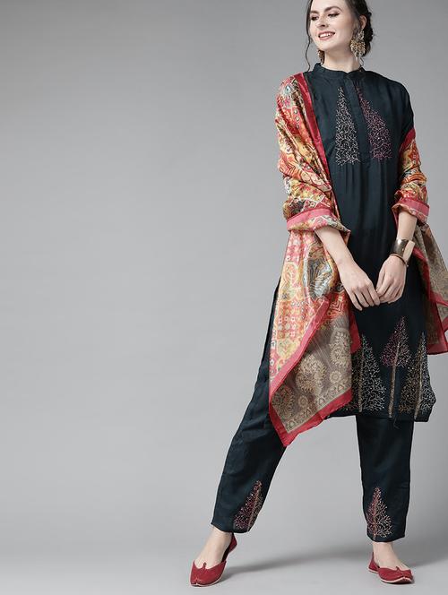 kaantha work kurta pant set - 19766189 - Very Small Image - 1