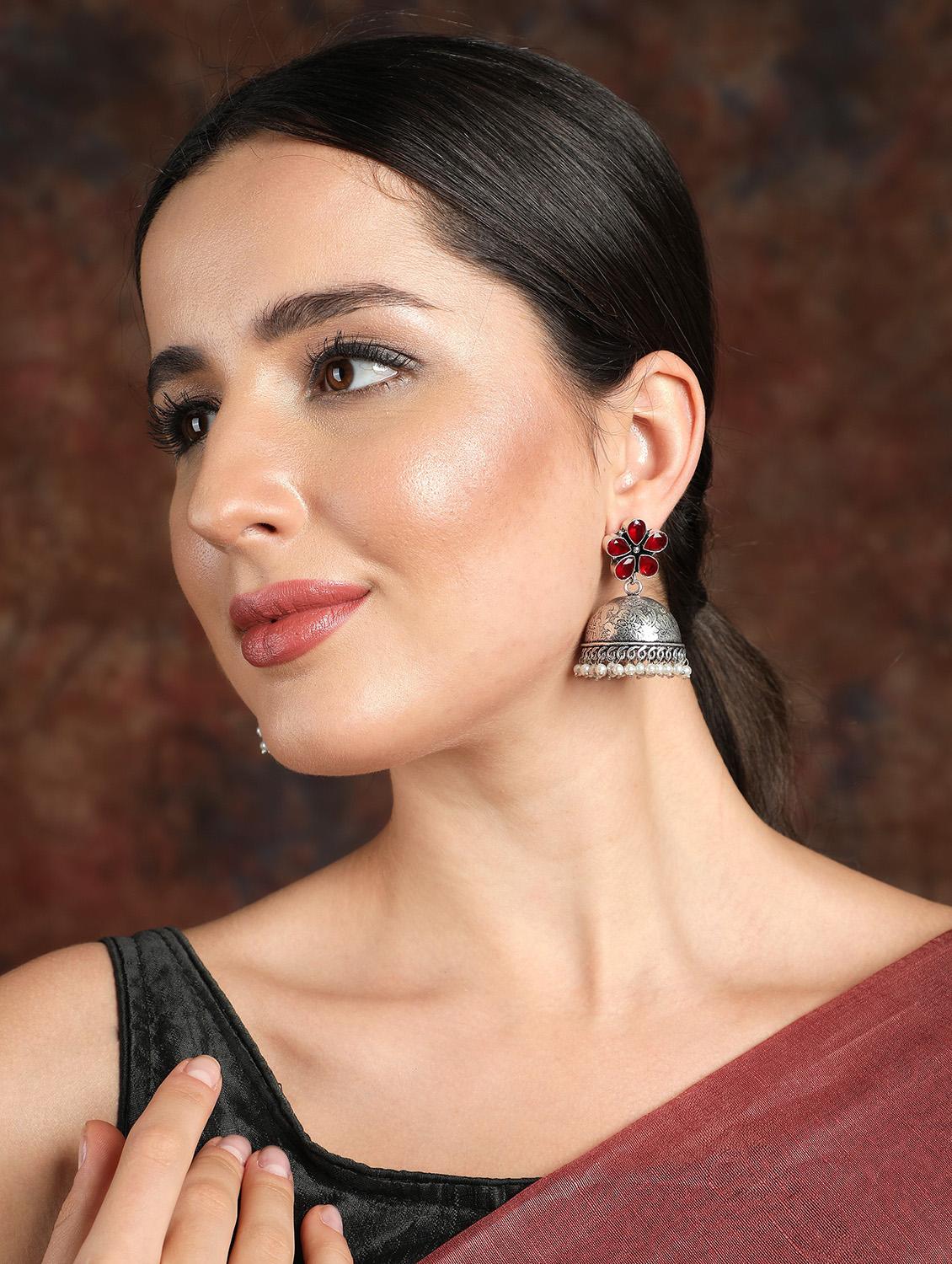 women silver plated jhumka - 19766205 - Standard Image - 4