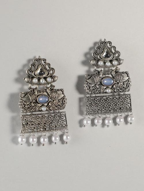 women silver plated drop earring - 19766218 - Very Small Image - 1