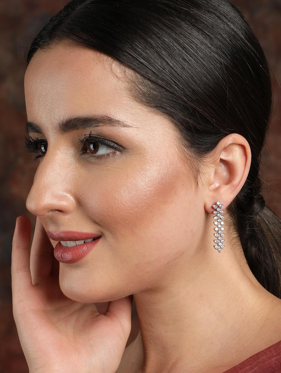 women silver plated drop earring - 19766221 - Standard Image - 3