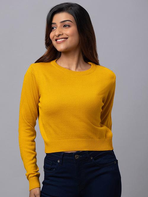 mustard cotton regular pullover - 19766386 - Very Small Image - 1