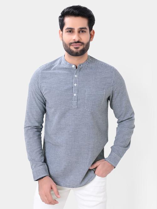 navy blue cotton short kurta - 19766392 - Very Small Image - 1