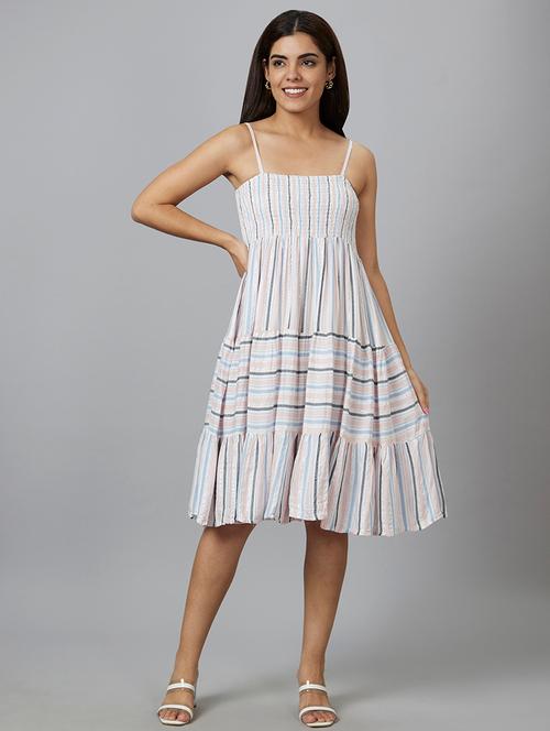 women white viscose fit & flare dress - 19766432 - Very Small Image - 1