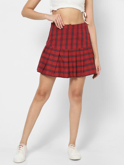 red checkered cotton skirt - 19766603 - Very Small Image - 1