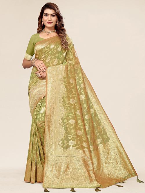self design zari work woven saree - 19770824 - Very Small Image - 1