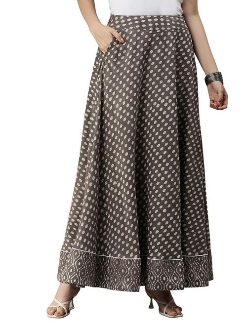 grey printed cotton straight skirt - 19772645 - Very Small Image - 1