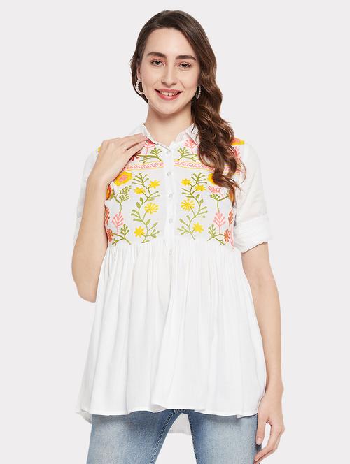 women's peplum collared top - 19777982 - Very Small Image - 1