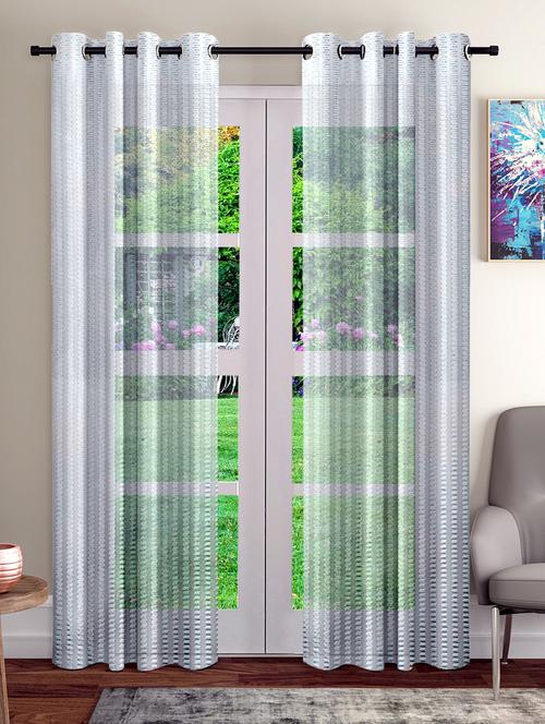 stylish and attractive self design curtains - pack of 2 - 19780110 - Very Small Image - 1