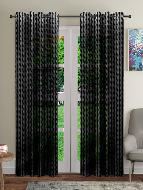 stylish and attractive self design curtains - pack of 2 - 19780113 - Very Small Image - 1