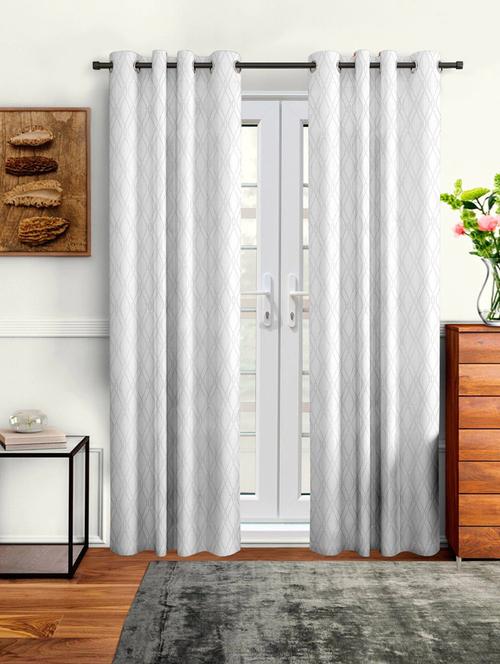 stylish and attractive self design curtains - pack of 2 - 19780334 - Very Small Image - 1