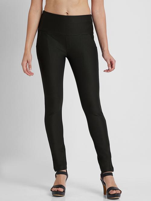 women olive viscose jeggings - 19780382 - Very Small Image - 1