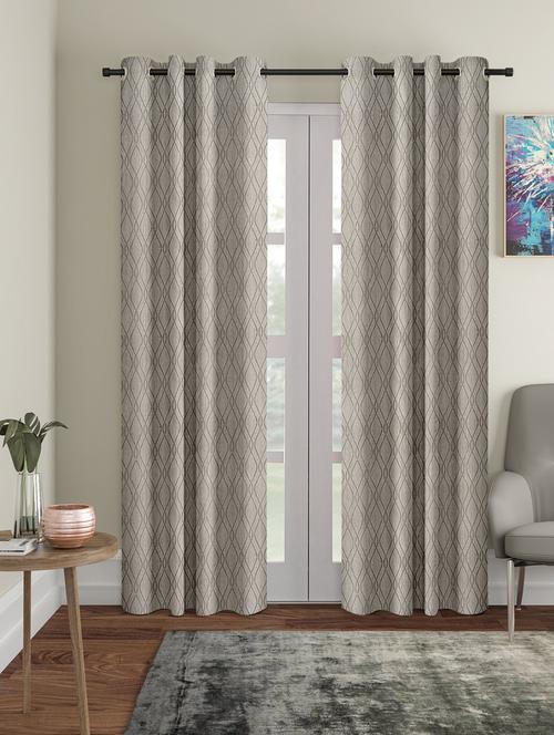 stylish and attractive self design curtains - pack of 2 - 19780597 - Very Small Image - 1