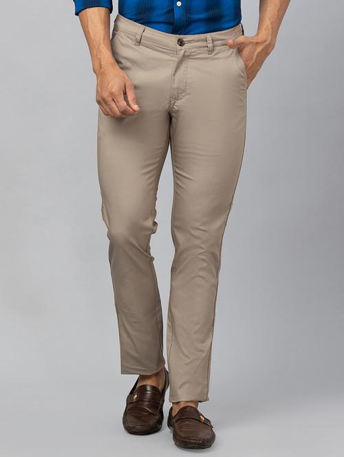 beige cotton blend chinos casual trouser - 19780736 - Very Small Image - 1