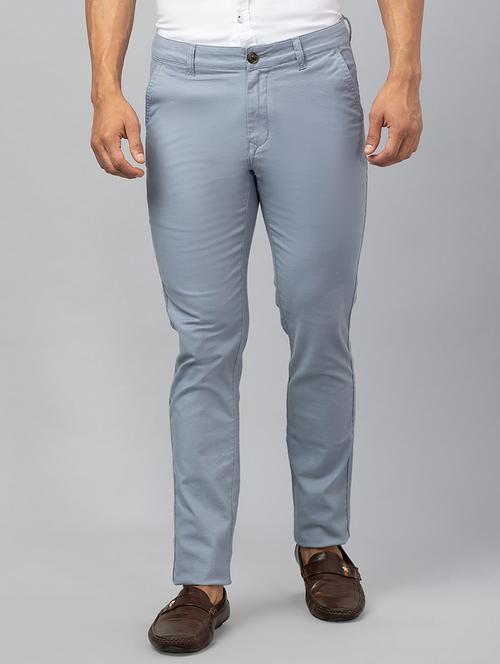 blue cotton blend chinos casual trousers - 19780738 - Very Small Image - 1