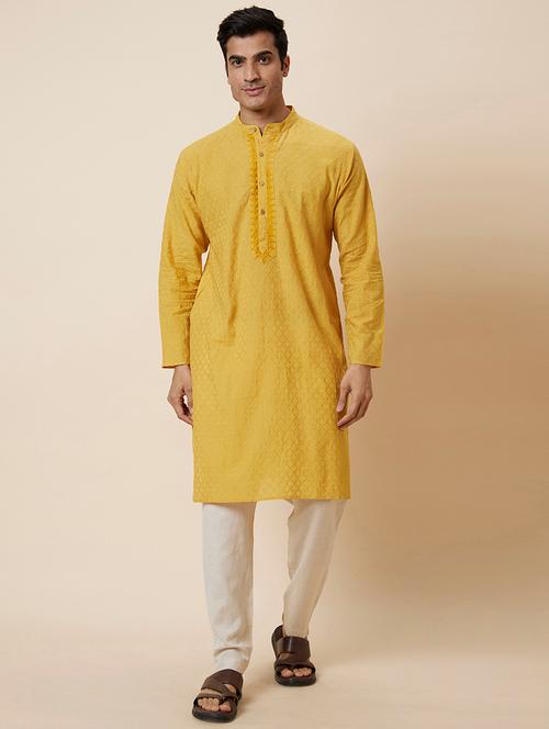 yellow cotton kurta - 19780740 - Very Small Image - 1