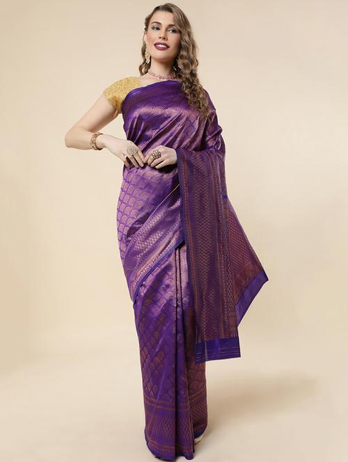 self design handloom saree with blouse - 19782696 - Very Small Image - 1
