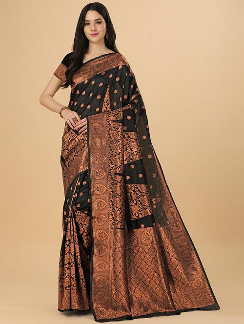 self design zari work saree with blouse - 19783092 - Very Small Image - 1