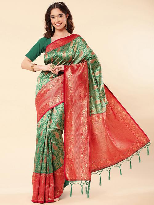 self design zari work saree with blouse - 19783133 - Very Small Image - 1