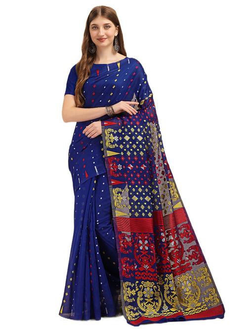 self design jamdani saree with blouse - 19783257 - Very Small Image - 1