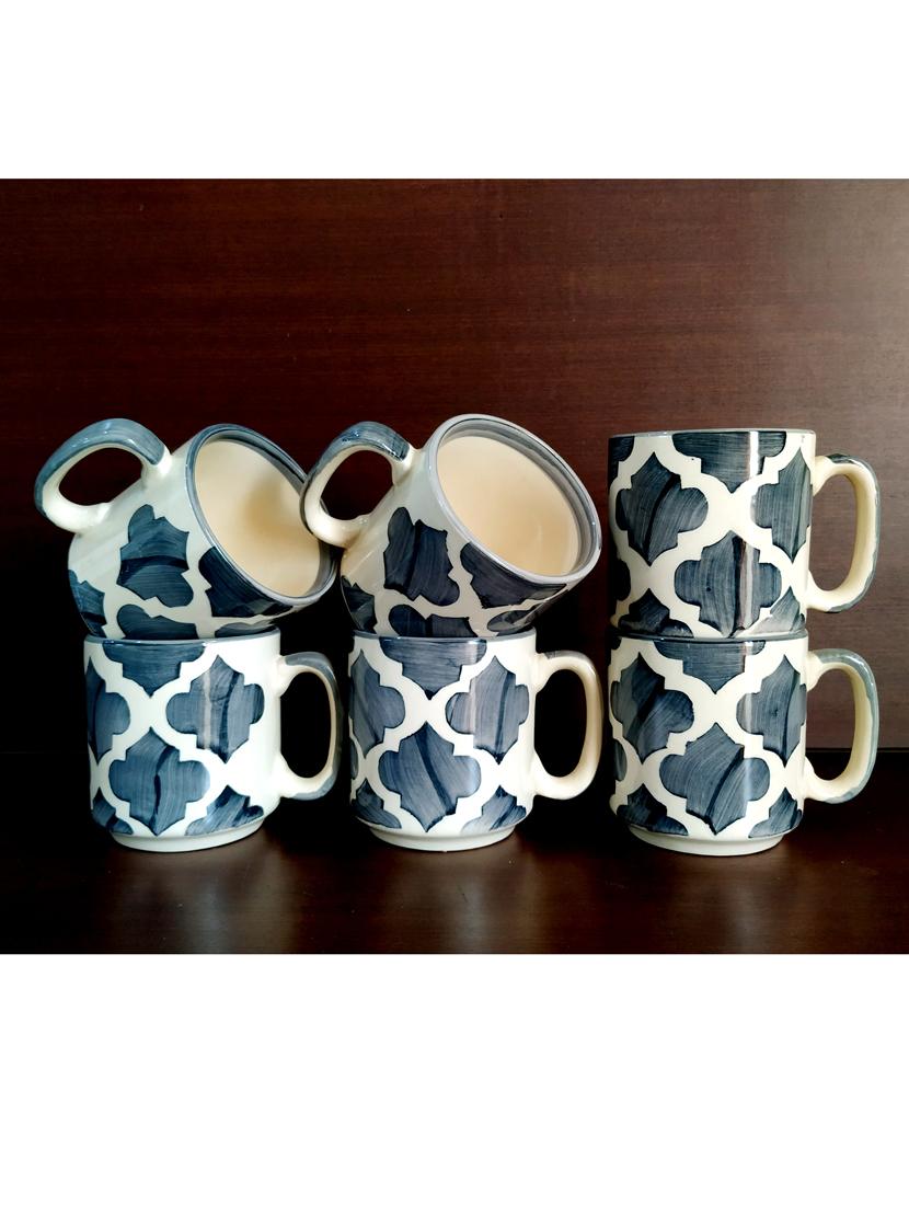 moody panda elegant set of 6 cups | handpainted cup set | set of 6 cups | stoneware - 19783356 - Zoom Image - 2