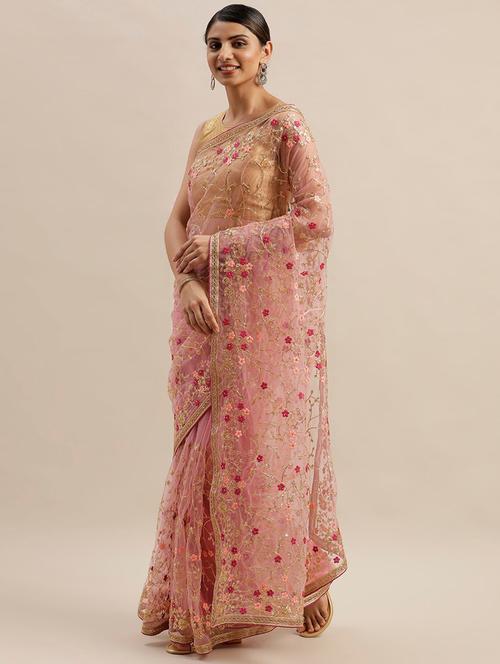 self designed embroidered saree with blouse - 19783963 - Very Small Image - 1