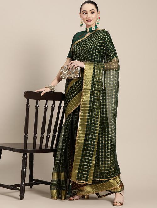 women's self design dark green colored saree - 19784168 - Very Small Image - 1